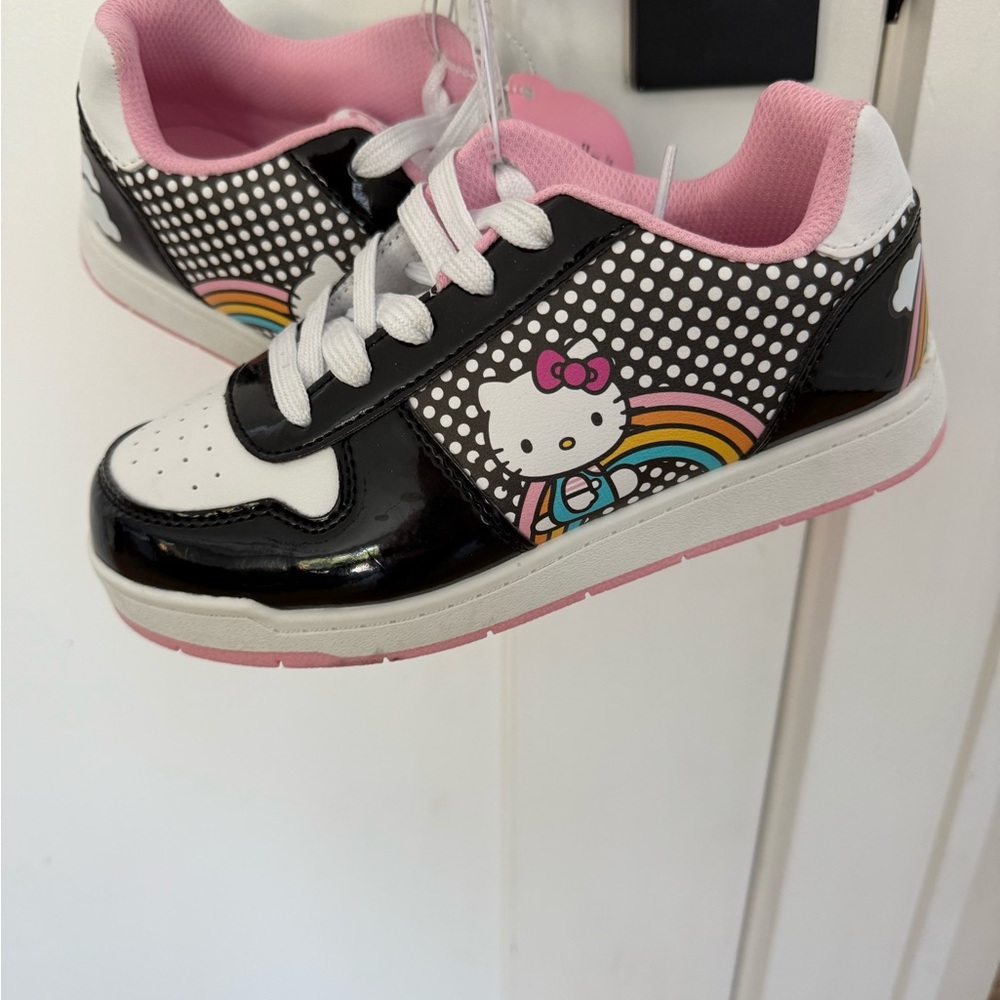 Hello Kitty Kids Sneakers - Black, White, and Pink with Rainbow